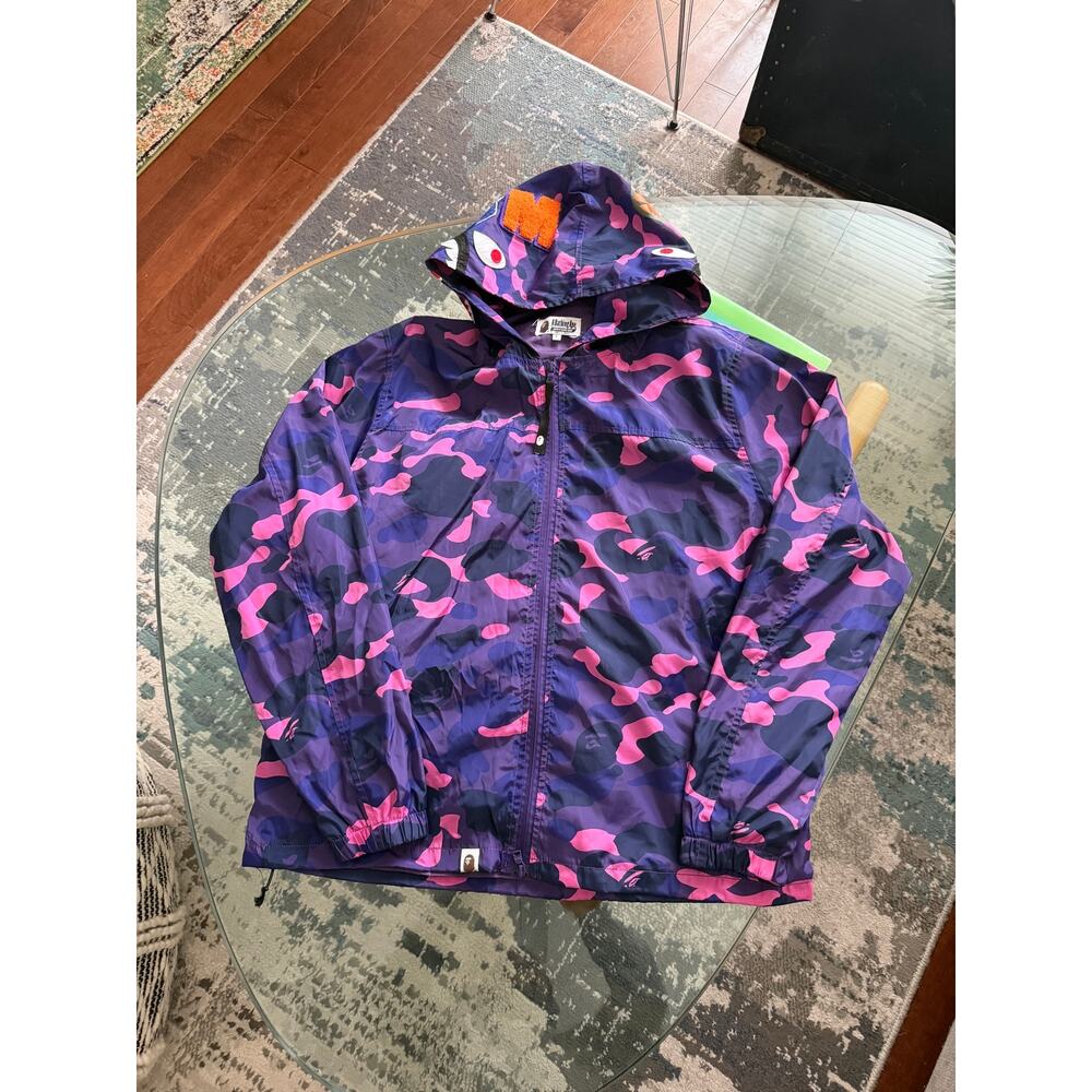 A Bathing Ape BAPE Shark Purple Camo Windbreaker Hoodie Jacket